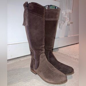 Brown Suede Knee-High Boots